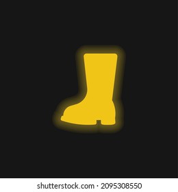 Icono de neón brillante amarillo de arranque