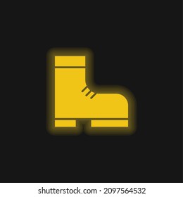 Icono de neón brillante amarillo de arranque
