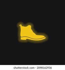 Boot yellow glowing neon icon