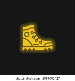 Boot yellow glowing neon icon