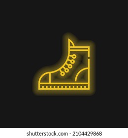Boot yellow glowing neon icon