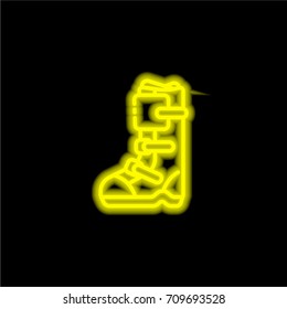 Boot yellow glowing neon ui ux icon. Glowing sign logo vector