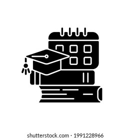 Bootcamp black glyph icon. Long-term intensive training to improve your own professional skills. Paid training. Game workshop. Silhouette symbol on white space. Vector isolated illustration