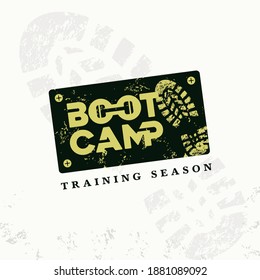 Bootcamp Fitness Body Workout Training Extreme Sport Outdoor Rough Vector Concept Design On Grunge Background