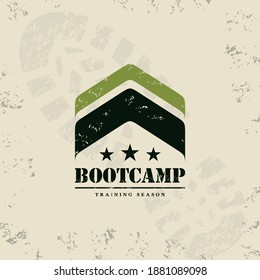 Bootcamp Fitness Body Workout Training Extreme Sport Outdoor Rough Vector Concept Design On Grunge Background