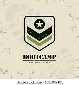 Bootcamp Fitness Body Workout Training Extreme Sport Outdoor Rough Vector Concept Design On Grunge Background