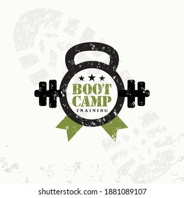 Bootcamp Fitness Body Workout Training Extreme Sport Outdoor Rough Vector Concept Design On Grunge Background