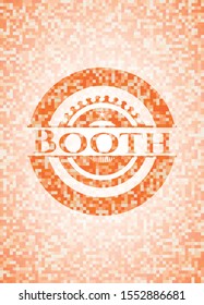 Booth abstract emblem, orange mosaic background