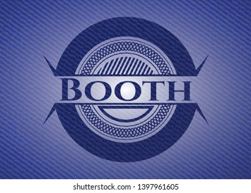 Booth badge with denim background. Vector Illustration. Detailed.