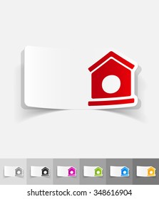 booth dogs paper sticker with shadow. Vector illustration