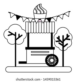 booth food ice cream street park design vector illustration
