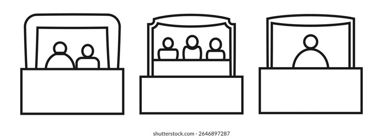 booth icon, exhibition stand line vector