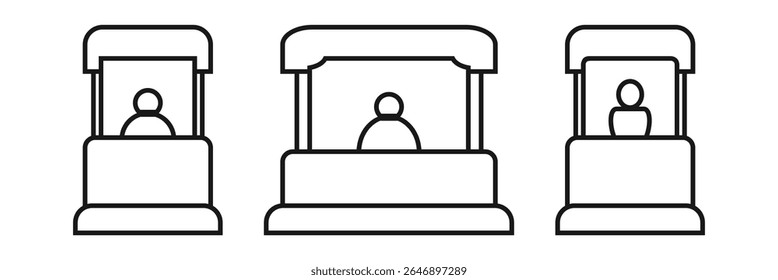 booth icon, exhibition stand line vector