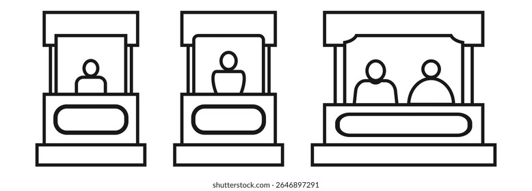 booth icon, exhibition stand line vector