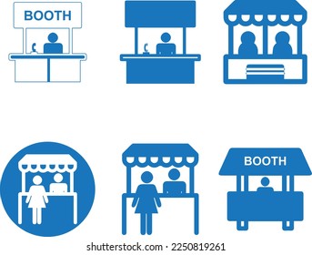 Booth icon set, information booth icon set blue vector