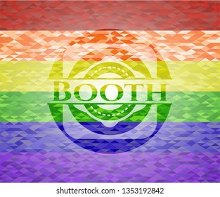 Booth on mosaic background with the colors of the LGBT flag