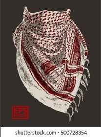 booth photo of Keffiyeh - traditional Arabic headgear isolated on black