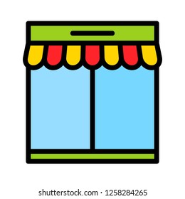 Booth vector, filled design editable outline icon
