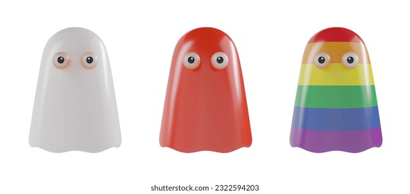 Boo,the cute ghost is funny 3d vector set for halloween day,evil is cute	
