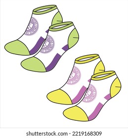 BOOTIE COLOR BLOCK TENNIS SPORTY SOCKS PAIRS VECTOR