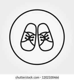 Booties sneakers. Baby shoes. Universal icon for web and mobile application. Vector illustration on a white background. Editable Thin line.