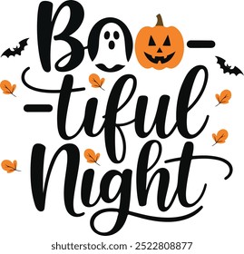 Boo-tiful night typography design vector style white background
