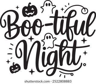Boo-tiful night typography design vector style white background