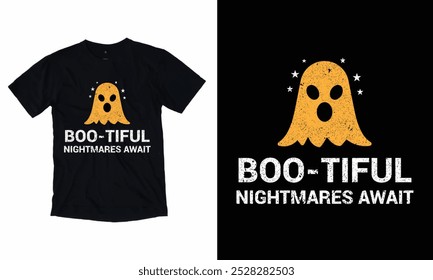 "Boo-Tiful Nightmares Await Halloween t-shirt design" .