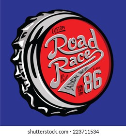 Bootle cap illustration, race typography, t-shirt graphics, vectors