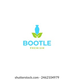 Flaschensymbol mit Blattlogo Design Vorlage Vektorillustration Idee