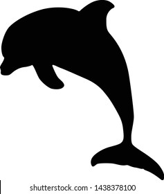 Bootle Nosed Dolphin, Tursiops, Silhouette, Jumping On The Oceans Worldwide