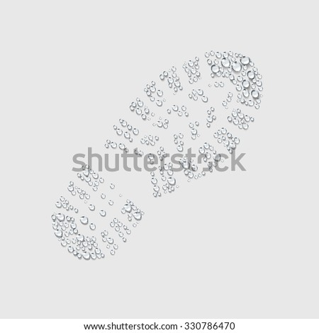 bootprint sign, transparent water drop vector