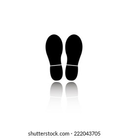 Bootprints icon - black vector illustration with reflection
