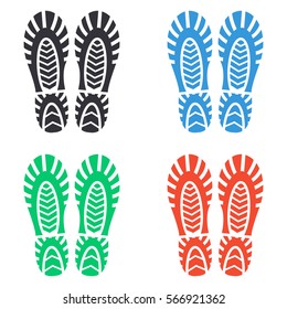 Bootprints icon - colored vector  set