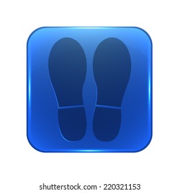 Bootprints icon - glossy blue button