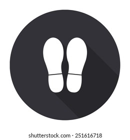 bootprints icon with long shadow - vector round button