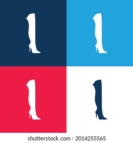 Boots blue and red four color minimal icon set