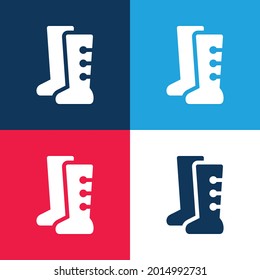 Boots blue and red four color minimal icon set