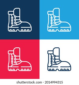 Boots blue and red four color minimal icon set