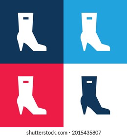 Boots blue and red four color minimal icon set