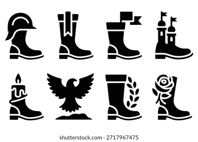 Boots with decorative elements and symbolic imagery
