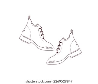 Boots. Ilustración de los dibujos de los dibujos o de los vectores de líneas