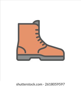boots filled outline icon. autumn fashion color line illustration.
