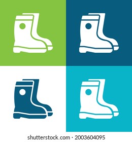 Boots Flat four color minimal icon set