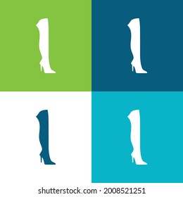 Boots Flat four color minimal icon set