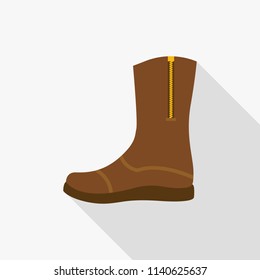 Boots flat icon with long shadow isolated on white background. Simple shoes sign symbol in flat style. Shoes Vector illustration for web and mobile design.