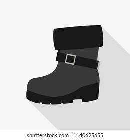 Boots flat icon with long shadow isolated on white background. Simple shoes sign symbol in flat style. Shoes Vector illustration for web and mobile design.