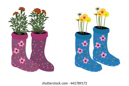 Boots with flowers