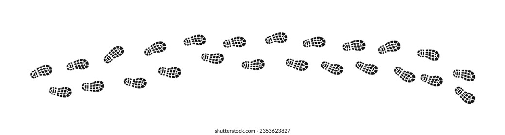 Arranca la ilustración de la trayectoria vectorial de la huella de pie. Zapatos que caminan en el patrón negro.