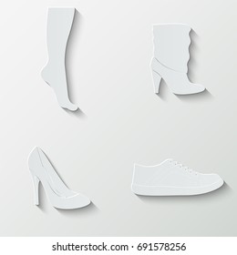 Boots and footprints icons - paper  set